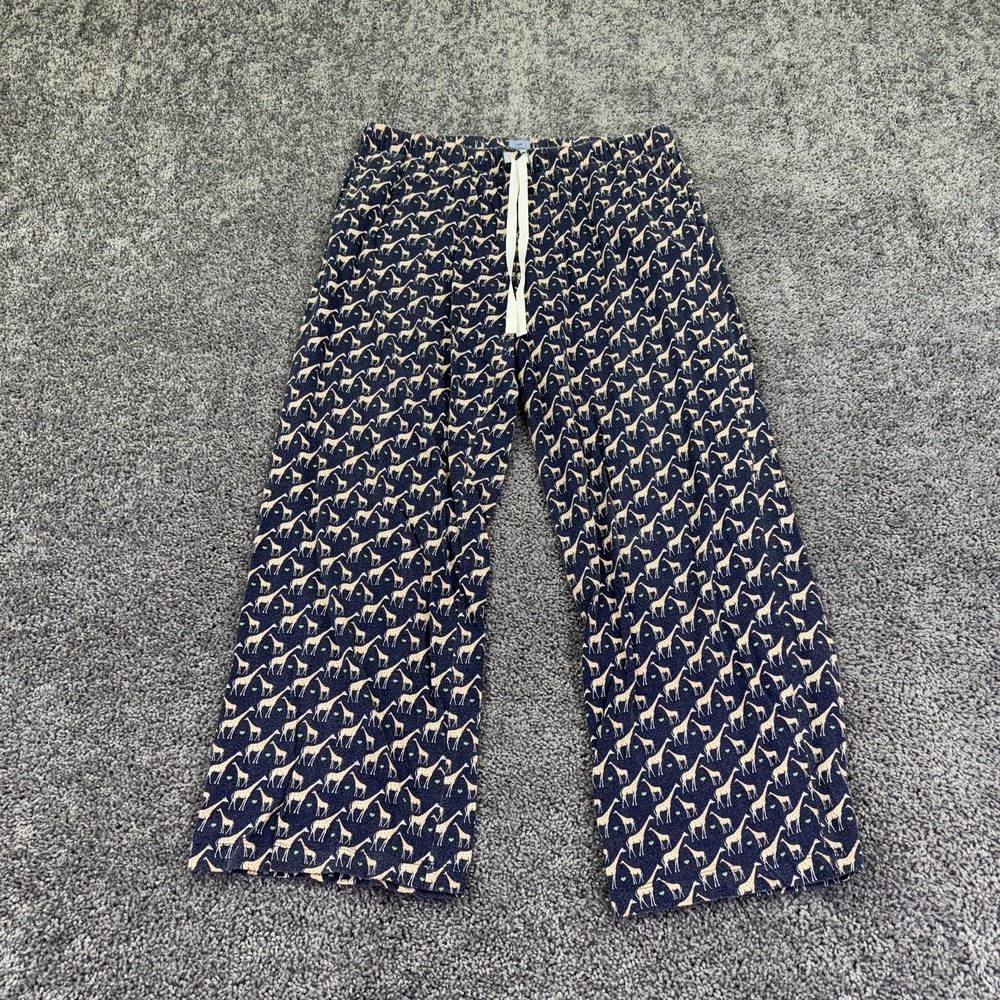Jane & Bleecker Pajama Pants Womens L Blue Giraffe Fleece Drawstring Lounge